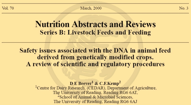Beever, Kemp: Safety issues associated with the DNA in animal feed derived from GM crops
