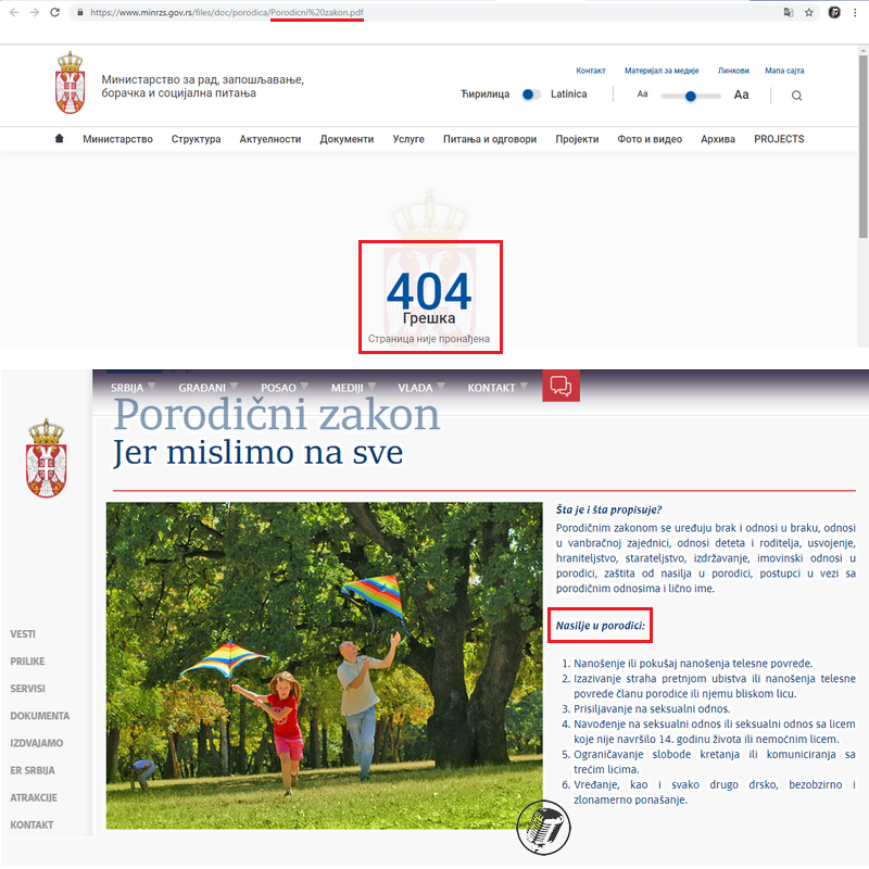 ’Predstavljanje’ Porodičnog zakona na sajtu Vlade Srbije