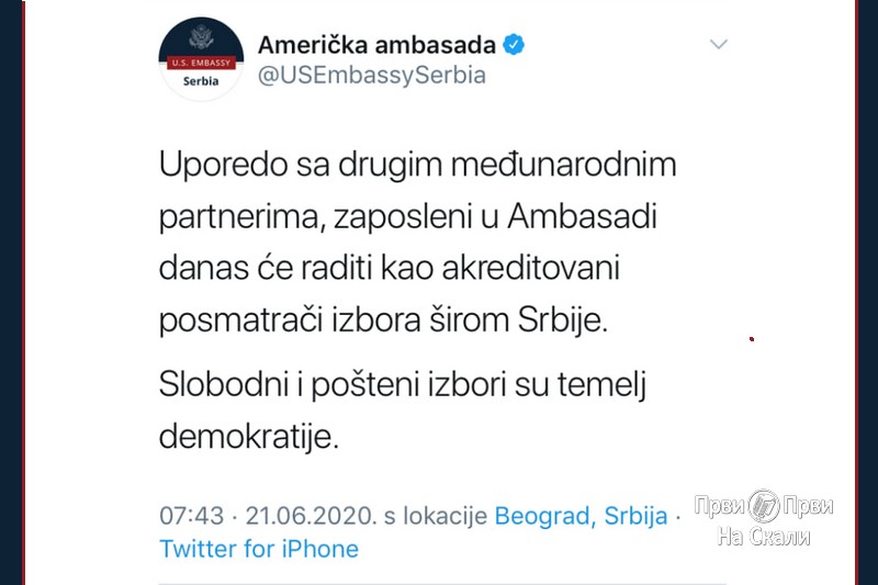 Ambasada SAD posmatrač izbora širom Srbije