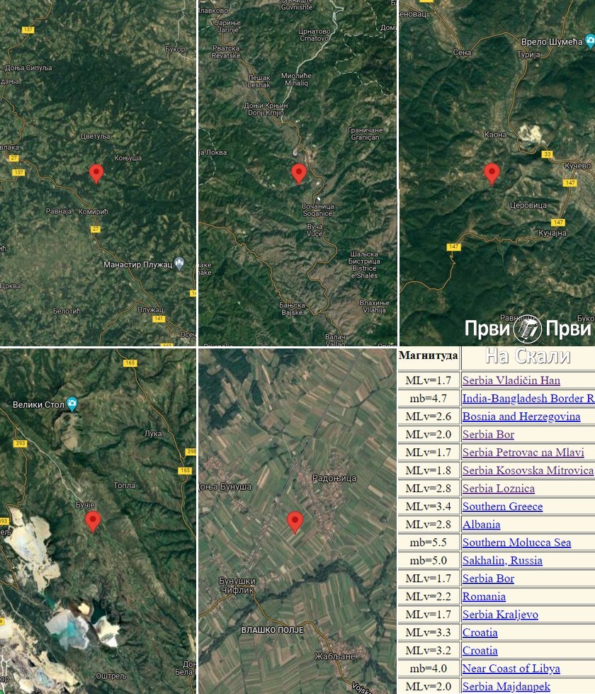 Pet zemljotresa u Srbiji 7. novembra