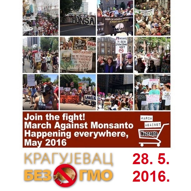 Pridruži se borbi! Marš protiv Monsanta dešava se svuda - Kragujevac, 28. maj 2016.