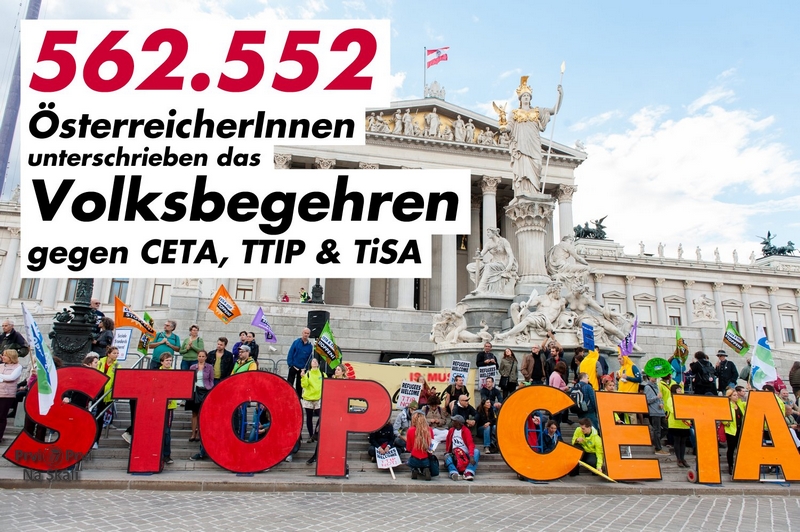 U Austriji 562.552 potpisa protiv TTIP, CETA, TiSA sporazuma
