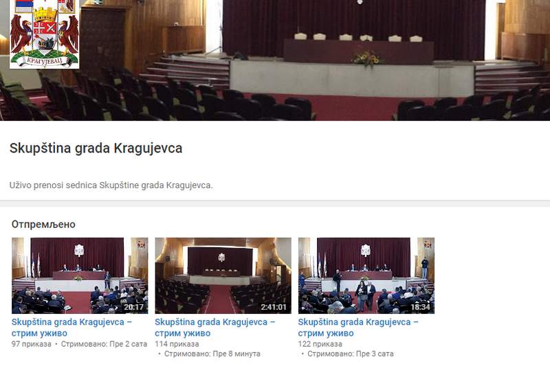 ’’Uživo prenos sednice Skupštine grada Kragujevca’’ bez tona