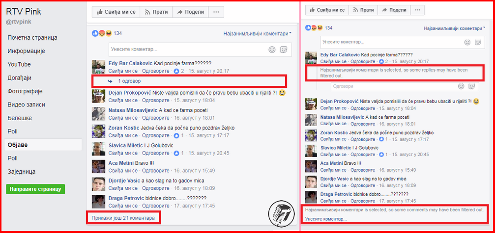 Pink sakrio 2/3 komentara vesti u kojoj Mitrović najavljuje bebu u rijaliiju