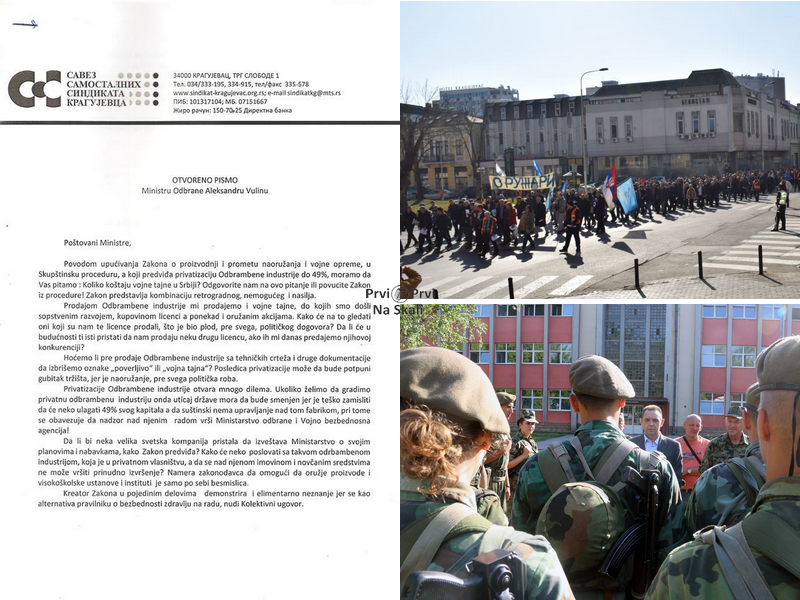 Savez samostalnih sindikata Kragujevca: Otvoreno pismo ministru odbrane Aleksandru Vulinu