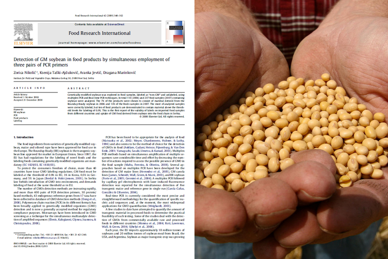 Detection of GM Soybean in Food Products by Simultaneous Employment of Three Pairs of PCR Primers - Nikolić, Taški-Ajduković, Jevtić i Marinković, 2009.