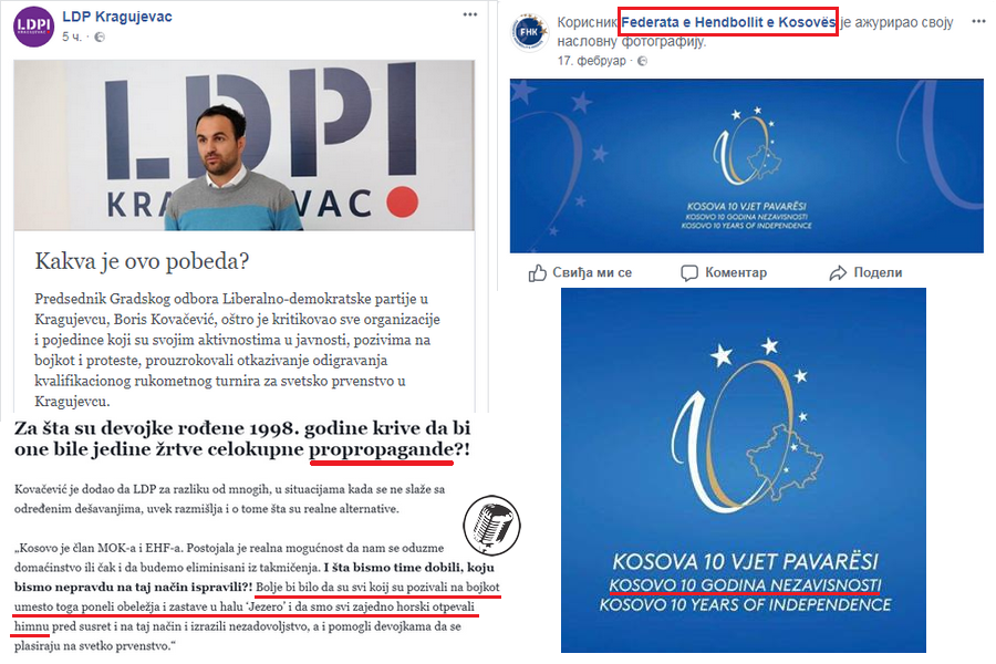 LDP o propagandi, ali ne onoj Rukometnog saveza ’Kosova’
