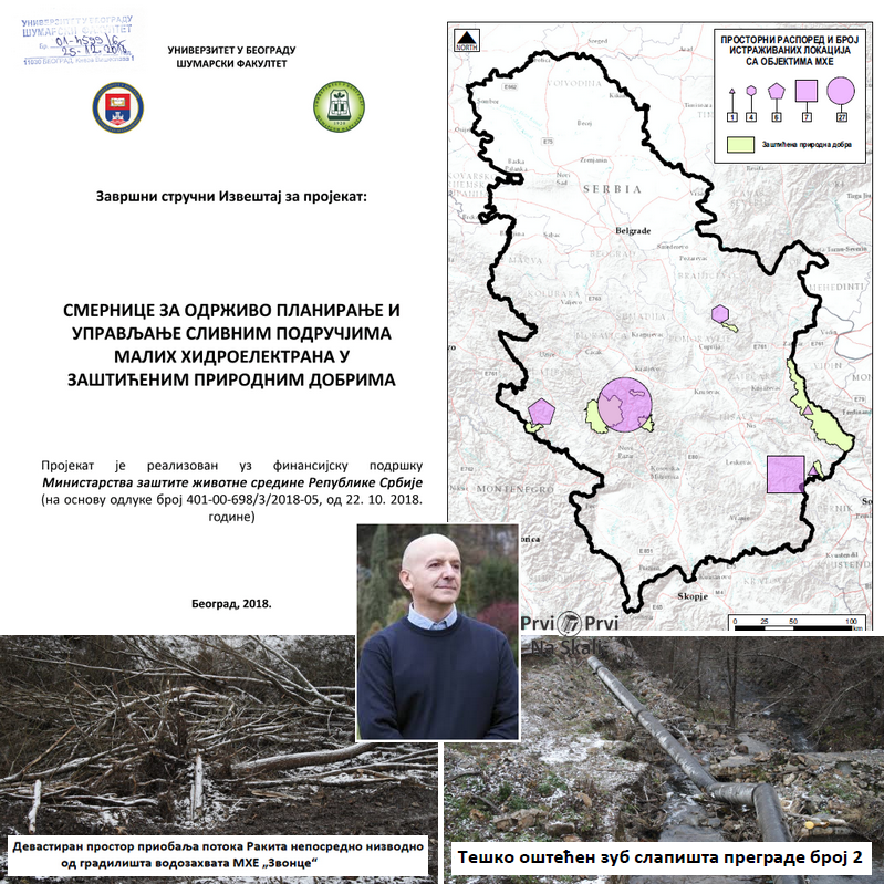 Smernice za održivo planiranje i upravljanje slivnim područjima malih hidroelektrana u zaštićenim prirodnim dobrima - rukovodilac izrade projekta dr Ratko Ristić, redovni profesor (završni stručni izveštaj)