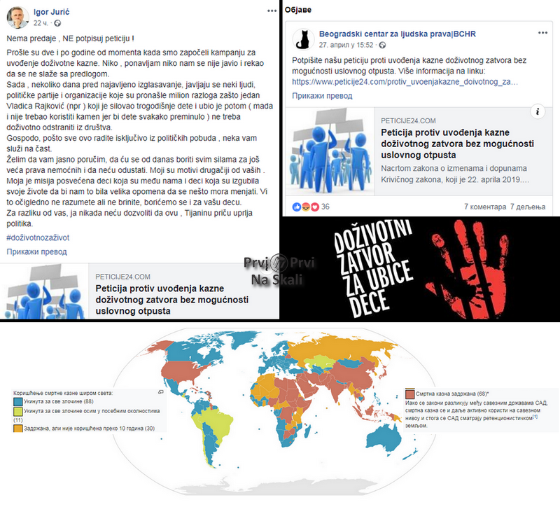 Peticija Beogradskog centra za ljudska prava protiv doživotne kazne; Jurić: Ne potpisuj!