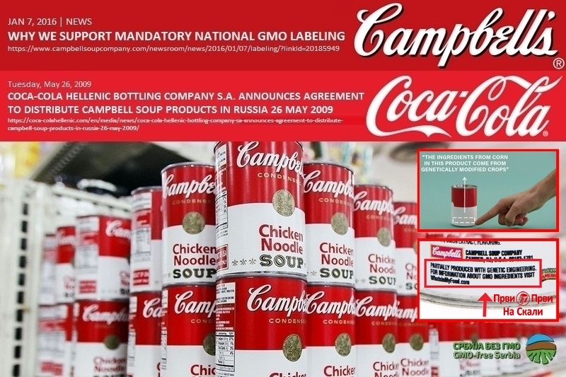 Koka-kola distributer proizvoda Kembela koji koristi GMO