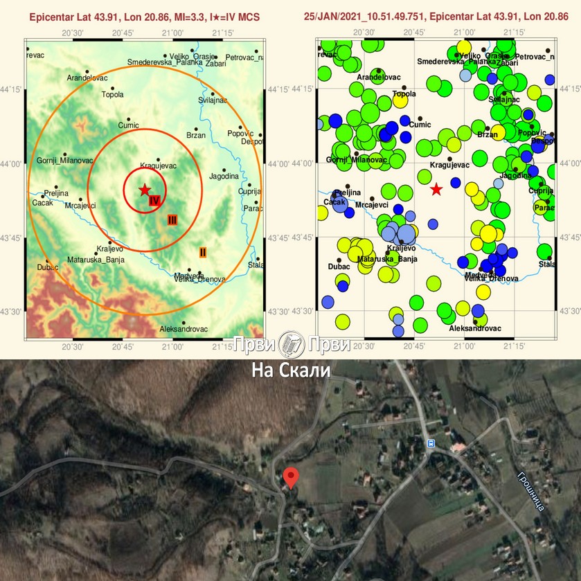 RSZ: Zemljotres (M3,3) u Kragujevcu izaziva vrlo mala oštećenja na objektima