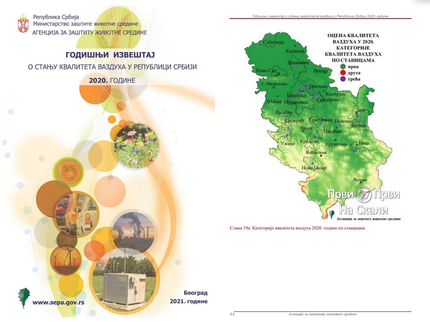 Godišnji Izveštaj o stanju kvaliteta vazduha u Republici Srbiji 2020. godine