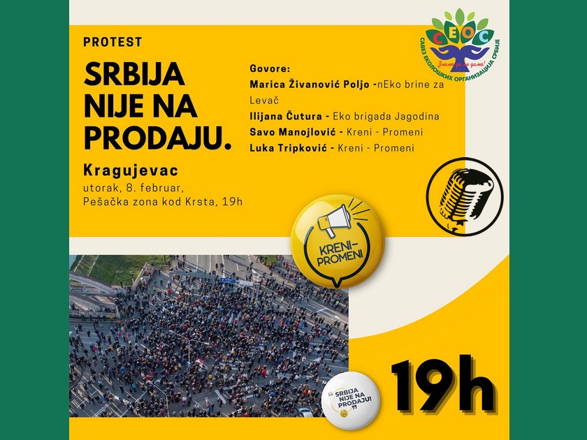 Protest: Srbija nije na prodaju - Kragujevac, 8. febuar