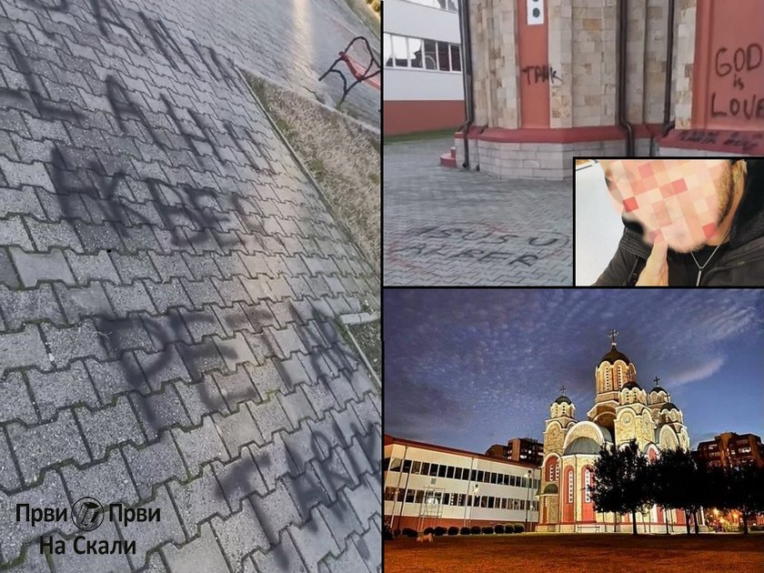 Uhapšen P. C. (1995), osumnjičeni za pisanje grafita na crkvi Sveti Sava u Kragujevcu (FOTO, VIDEO)