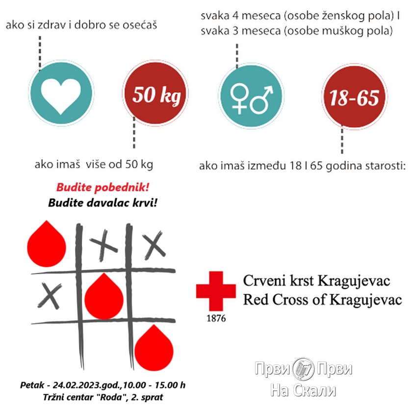 Velika akcija dobrovoljnog davanja krvi 24. februara