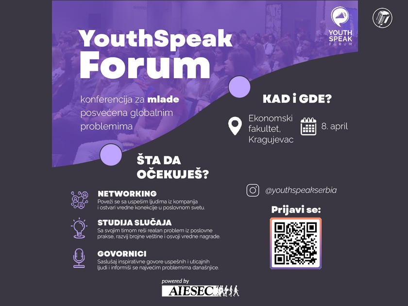 Konferencija YouthSpeak Forum u Kragujevcu 8. aprila