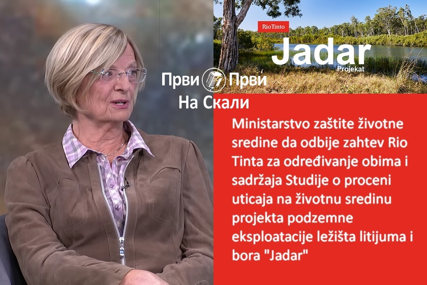 Prof. dr Vera Dondur: Ministarstvo zaštite životne sredine za odbije zahtev Rio Tinta