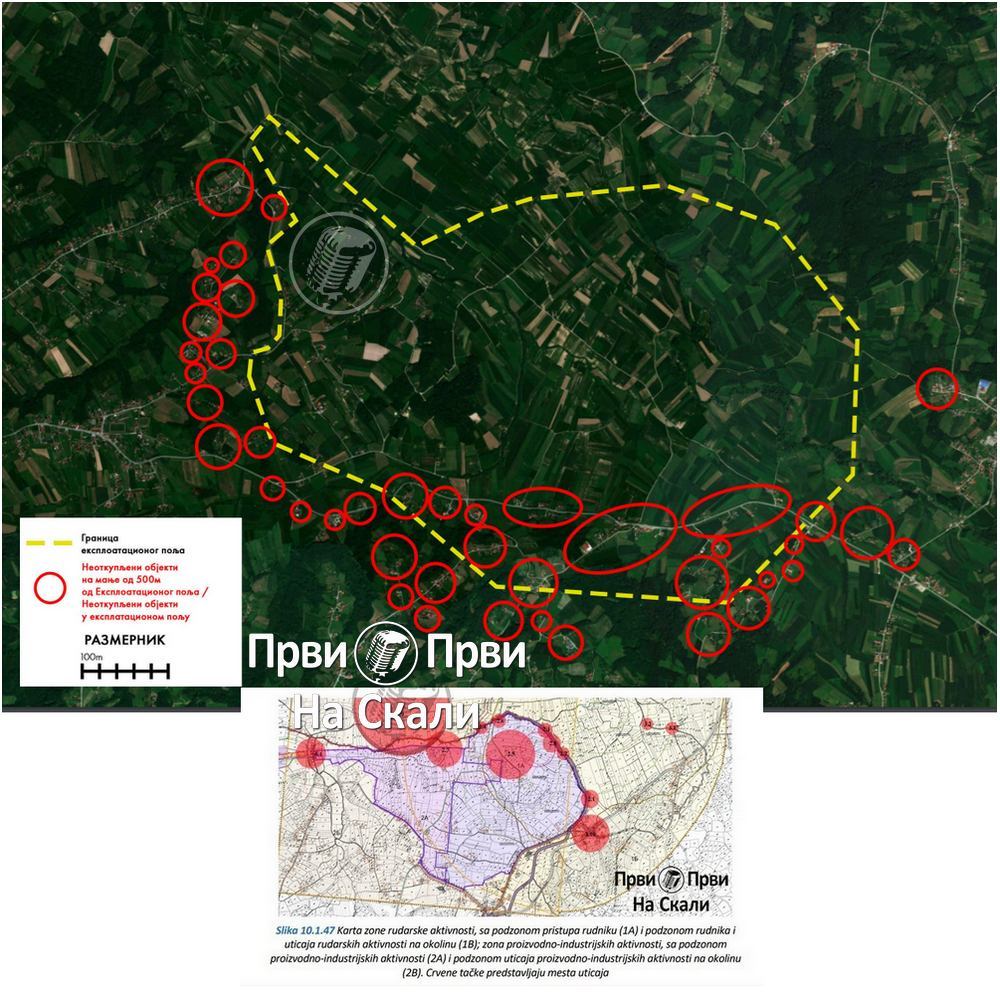 Mapa neotkupljenih objekata uz eksploataciono polje Rio Tinta